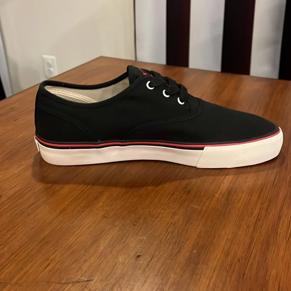 Polo Ralph Lauren Morray Boat Deck shoes sneakers new black red Mens Size 11